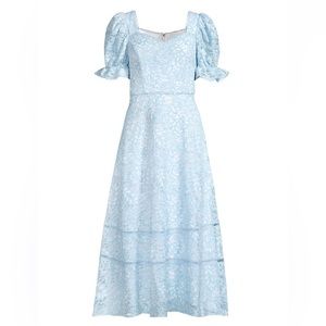 Rachel Parcel Two-Tone Lace Flared Midi Dress